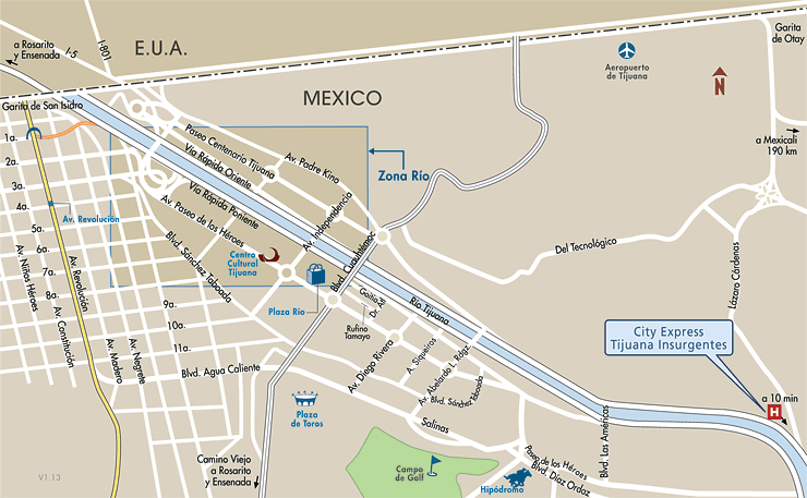 Mapa de Ubicacion Hotel City Express Tijuana Insurgentes, Tijuana Mexico