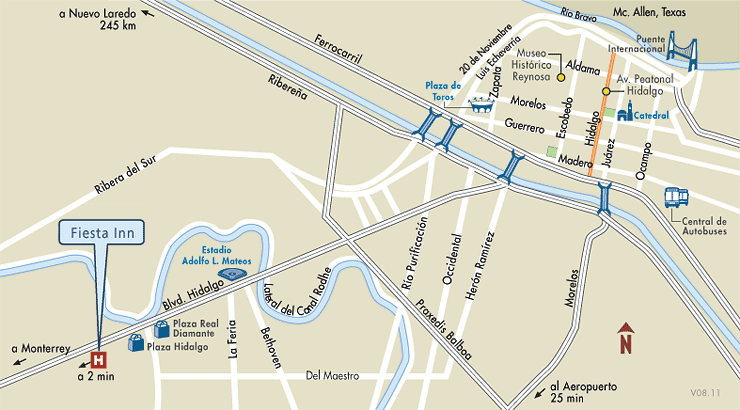 Mapa de Ubicacion Hotel Fiesta Inn, Reynosa Mexico